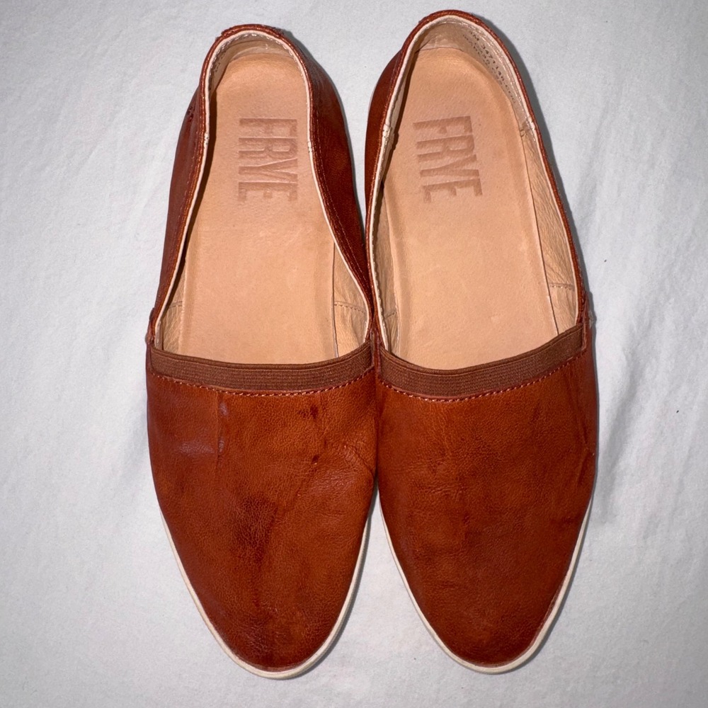 Frye Ivy Slip On Women 7.5M Cognac Leather Sneakers Minimalist Fall 3471146-COG